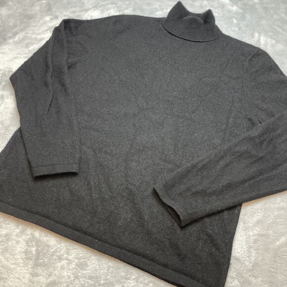 Charter Club 100% 2-Ply Cashmere Sweater Womens L Black Turtleneck Minimalist - Picture 1 of 6